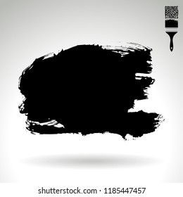 Black brush stroke and texture. Grunge vector abstract hand - painted element. Underline and border design.