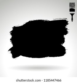 Black brush stroke and texture. Grunge vector abstract hand - painted element. Underline and border design.