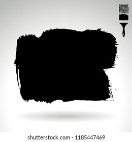 Black brush stroke and texture. Grunge vector abstract hand - painted element. Underline and border design.