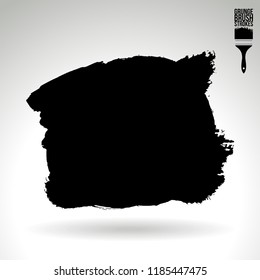 Black brush stroke and texture. Grunge vector abstract hand - painted element. Underline and border design.