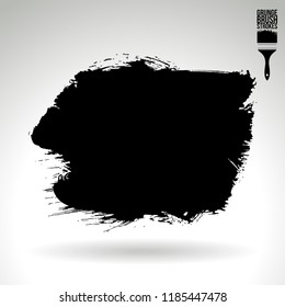 Black brush stroke and texture. Grunge vector abstract hand - painted element. Underline and border design.