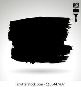 Black brush stroke and texture. Grunge vector abstract hand - painted element. Underline and border design.