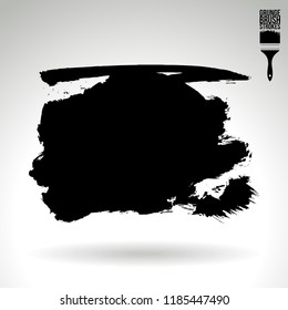 Black brush stroke and texture. Grunge vector abstract hand - painted element. Underline and border design.