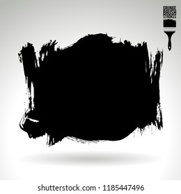 Black brush stroke and texture. Grunge vector abstract hand - painted element. Underline and border design.