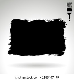 Black brush stroke and texture. Grunge vector abstract hand - painted element. Underline and border design.