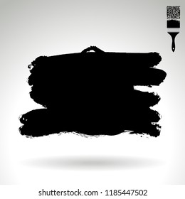 Black brush stroke and texture. Grunge vector abstract hand - painted element. Underline and border design.