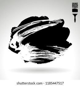 Black brush stroke and texture. Grunge vector abstract hand - painted element. Underline and border design.