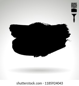 Black brush stroke and texture. Grunge vector abstract hand - painted element. Underline and border design.