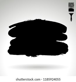 Black brush stroke and texture. Grunge vector abstract hand - painted element. Underline and border design.