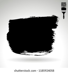 Black brush stroke and texture. Grunge vector abstract hand - painted element. Underline and border design.