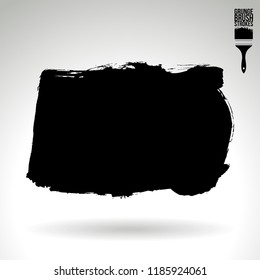 Black brush stroke and texture. Grunge vector abstract hand - painted element. Underline and border design.