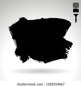 Black brush stroke and texture. Grunge vector abstract hand - painted element. Underline and border design.