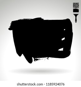 Black brush stroke and texture. Grunge vector abstract hand - painted element. Underline and border design.