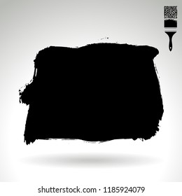 Black brush stroke and texture. Grunge vector abstract hand - painted element. Underline and border design.