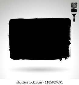 Black brush stroke and texture. Grunge vector abstract hand - painted element. Underline and border design.