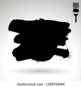 Black brush stroke and texture. Grunge vector abstract hand - painted element. Underline and border design.