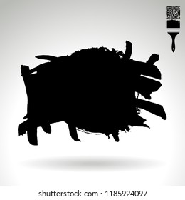 Black brush stroke and texture. Grunge vector abstract hand - painted element. Underline and border design.