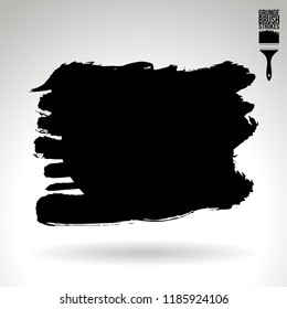 Black brush stroke and texture. Grunge vector abstract hand - painted element. Underline and border design.