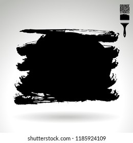 Black brush stroke and texture. Grunge vector abstract hand - painted element. Underline and border design.