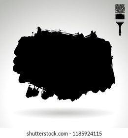 Black brush stroke and texture. Grunge vector abstract hand - painted element. Underline and border design.