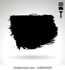 Black brush stroke and texture. Grunge vector abstract hand - painted element. Underline and border design.