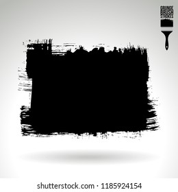 Black brush stroke and texture. Grunge vector abstract hand - painted element. Underline and border design.