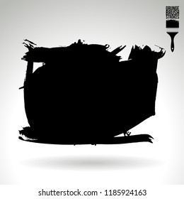 Black brush stroke and texture. Grunge vector abstract hand - painted element. Underline and border design.