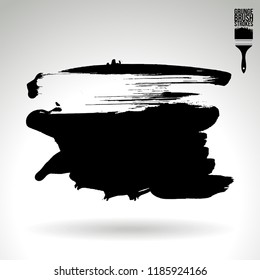 Black brush stroke and texture. Grunge vector abstract hand - painted element. Underline and border design.