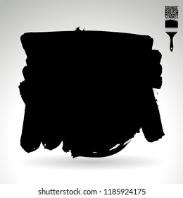Black brush stroke and texture. Grunge vector abstract hand - painted element. Underline and border design.