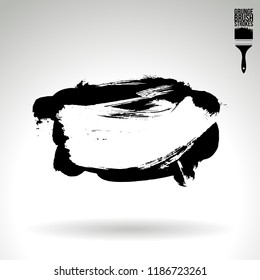 Black brush stroke and texture. Grunge vector abstract hand - painted element. Underline and border design.