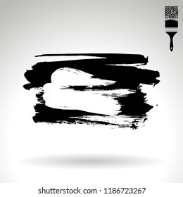 Black brush stroke and texture. Grunge vector abstract hand - painted element. Underline and border design.