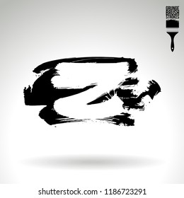 Black brush stroke and texture. Grunge vector abstract hand - painted element. Underline and border design.