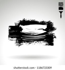 Black brush stroke and texture. Grunge vector abstract hand - painted element. Underline and border design.