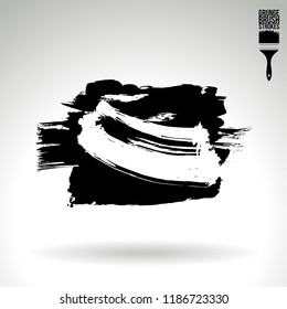 Black brush stroke and texture. Grunge vector abstract hand - painted element. Underline and border design.