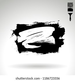 Black brush stroke and texture. Grunge vector abstract hand - painted element. Underline and border design.