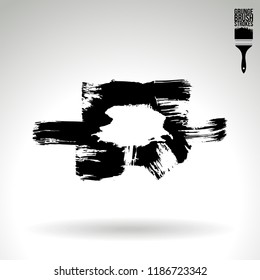 Black brush stroke and texture. Grunge vector abstract hand - painted element. Underline and border design.