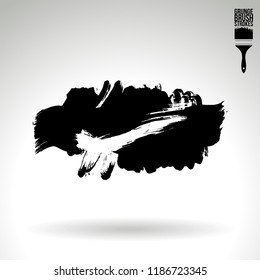 Black brush stroke and texture. Grunge vector abstract hand - painted element. Underline and border design.