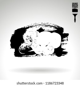 Black brush stroke and texture. Grunge vector abstract hand - painted element. Underline and border design.
