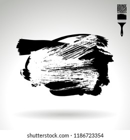 Black brush stroke and texture. Grunge vector abstract hand - painted element. Underline and border design.