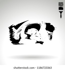Black brush stroke and texture. Grunge vector abstract hand - painted element. Underline and border design.