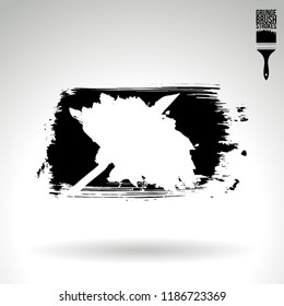 Black brush stroke and texture. Grunge vector abstract hand - painted element. Underline and border design.