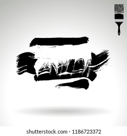 Black brush stroke and texture. Grunge vector abstract hand - painted element. Underline and border design.