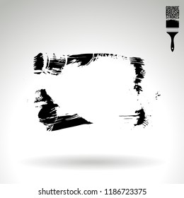 Black brush stroke and texture. Grunge vector abstract hand - painted element. Underline and border design.