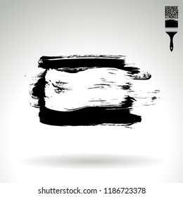 Black brush stroke and texture. Grunge vector abstract hand - painted element. Underline and border design.