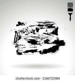 Black brush stroke and texture. Grunge vector abstract hand - painted element. Underline and border design.