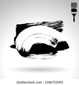 Black brush stroke and texture. Grunge vector abstract hand - painted element. Underline and border design.