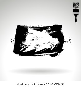Black brush stroke and texture. Grunge vector abstract hand - painted element. Underline and border design.