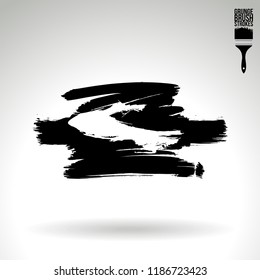 Black brush stroke and texture. Grunge vector abstract hand - painted element. Underline and border design.