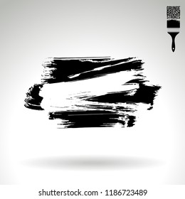 Black brush stroke and texture. Grunge vector abstract hand - painted element. Underline and border design.