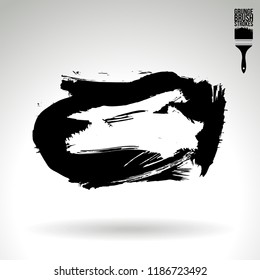 Black brush stroke and texture. Grunge vector abstract hand - painted element. Underline and border design.